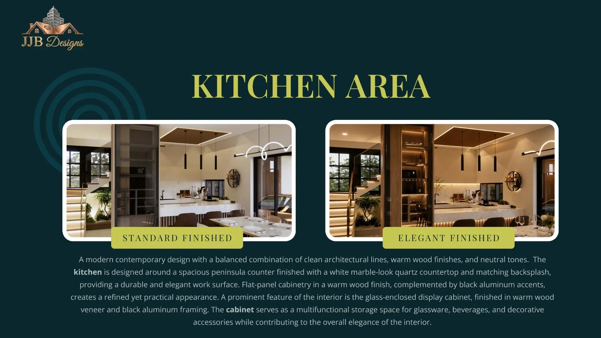Sample turnover kitchen area in standard and elegant finish